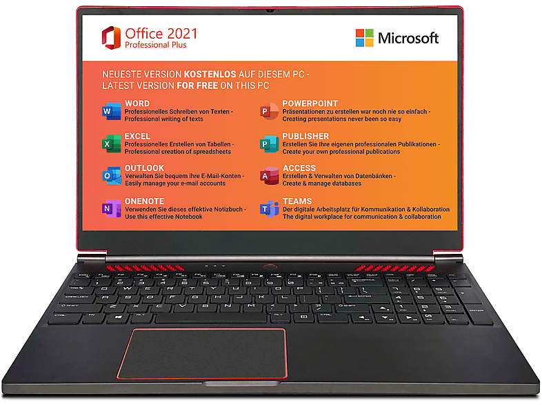 ANKERMANN-PC AH13 V2, Gaming Laptop mit 16,1 Zoll Display, Intel® Core™ i7 Prozessor, 16 GB RAM, 1 TB SSD, Aluminium Grau/Schwarz, Orange