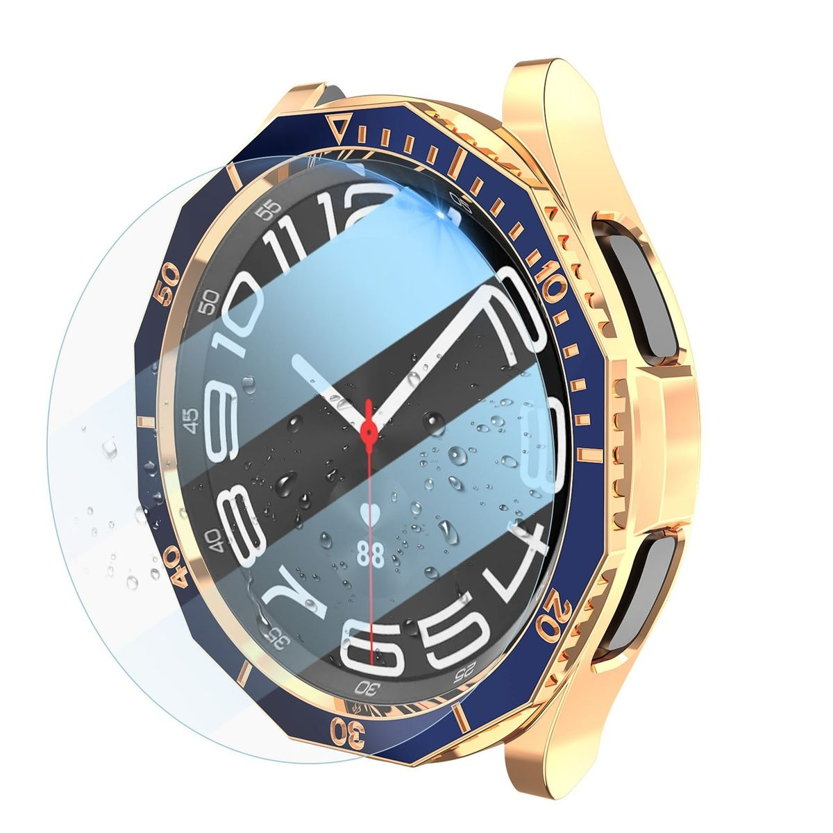 WIGENTO Produktset Kunststoff Hülle + Glas Samsung + Classic Hart Lünettenring Watch Schutz Watch 47mm) 6 Galaxy Hülle(für