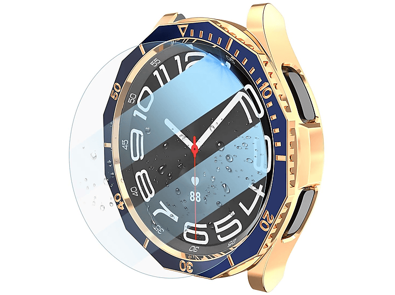 WIGENTO Produktset Kunststoff Hülle + Hart Glas + Lünettenring Watch Schutz Hülle(für Samsung Galaxy Watch 6 Classic 47mm) | Schutzfolien & Schutzgläser