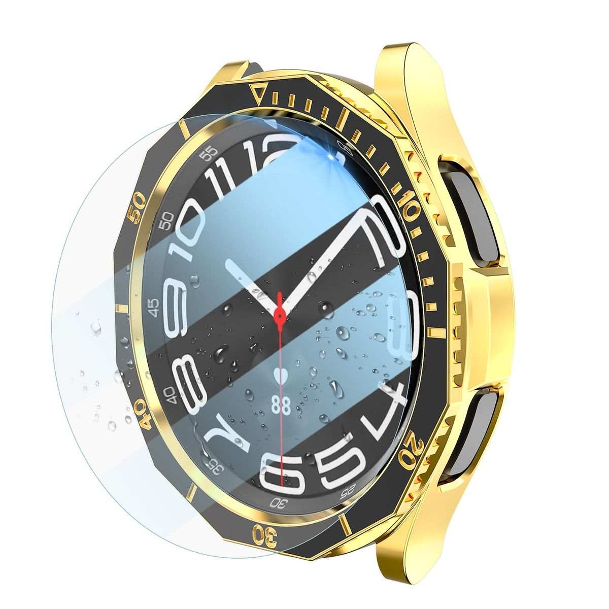 WIGENTO Produktset 43mm) Classic Samsung 6 Hülle Lünettenring Watch + Glas Hülle(für Hart Kunststoff Schutz Watch + Galaxy