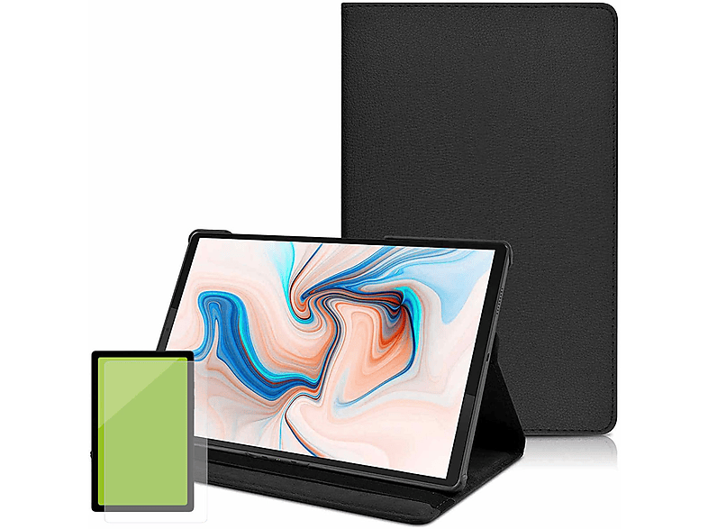 WIGENTO Tablethülle Samsung H9 Schwarz Full / Hülle + Produktset Glas, Kunststoff / Cover für Kunst-Leder Silikon Glas / Kunstleder Hart Panzer