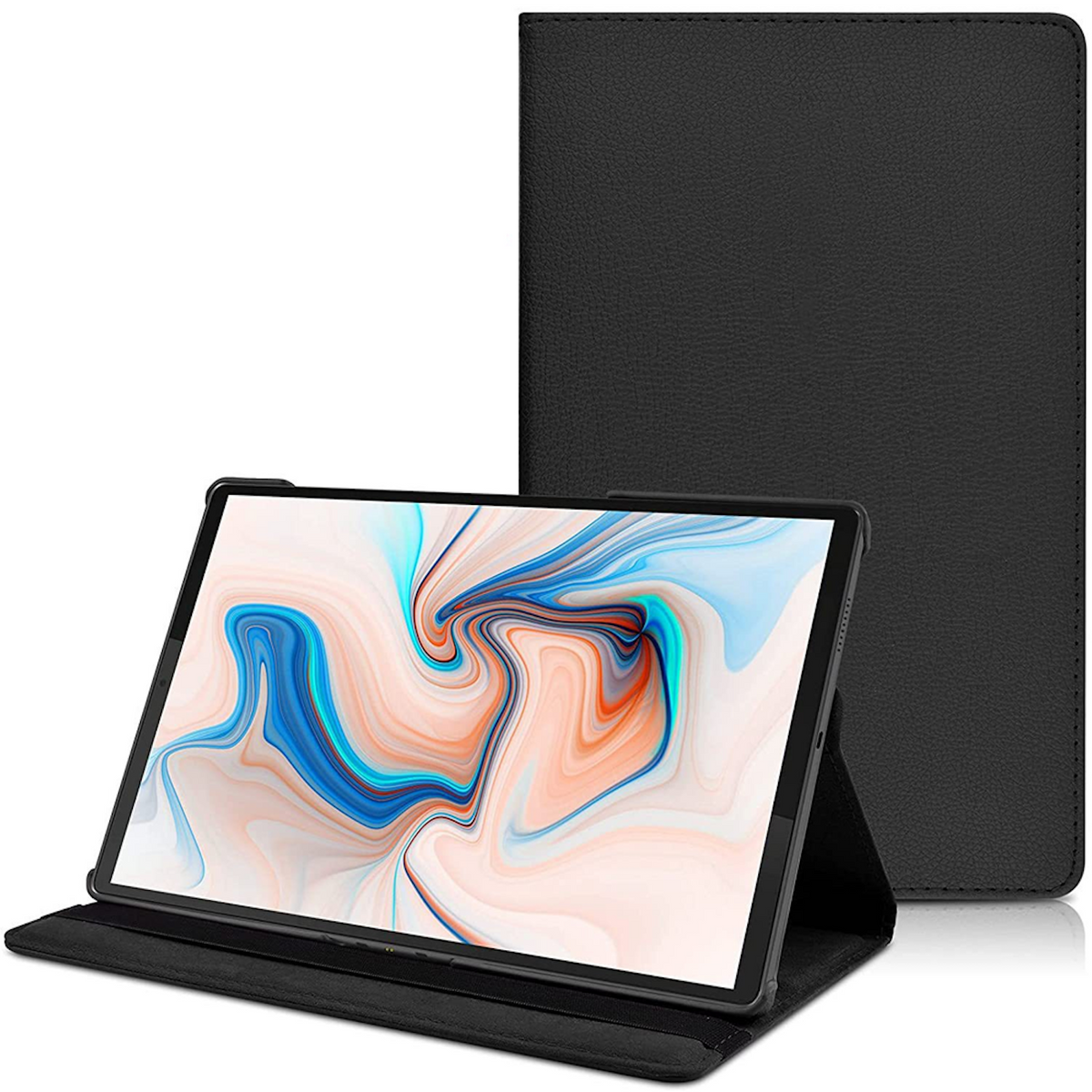 Samsung / Kunststoff Kunstleder, Tasche für Silikon WIGENTO Tablethülle aufstellbare Full / Cover Schwarz Rotation 360 Grad