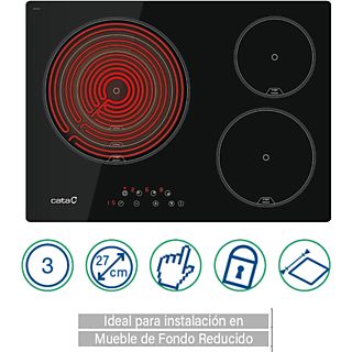 Vitrocerámica - CATA TT 5003/G, 3 zonas, 60 cm, Negro