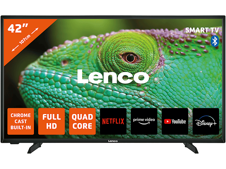 LENCO LED-4243BK - Fernseher mit Bluetooth - LED TV (Flat, 42 Zoll / 107 cm, Full-HD, SMART TV, Android)