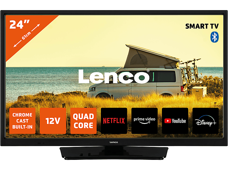 LENCO LED-2463BK - Fernseher mit Bluetooth - LED TV (Flat, 24 Zoll / 61 cm, HD, Android)