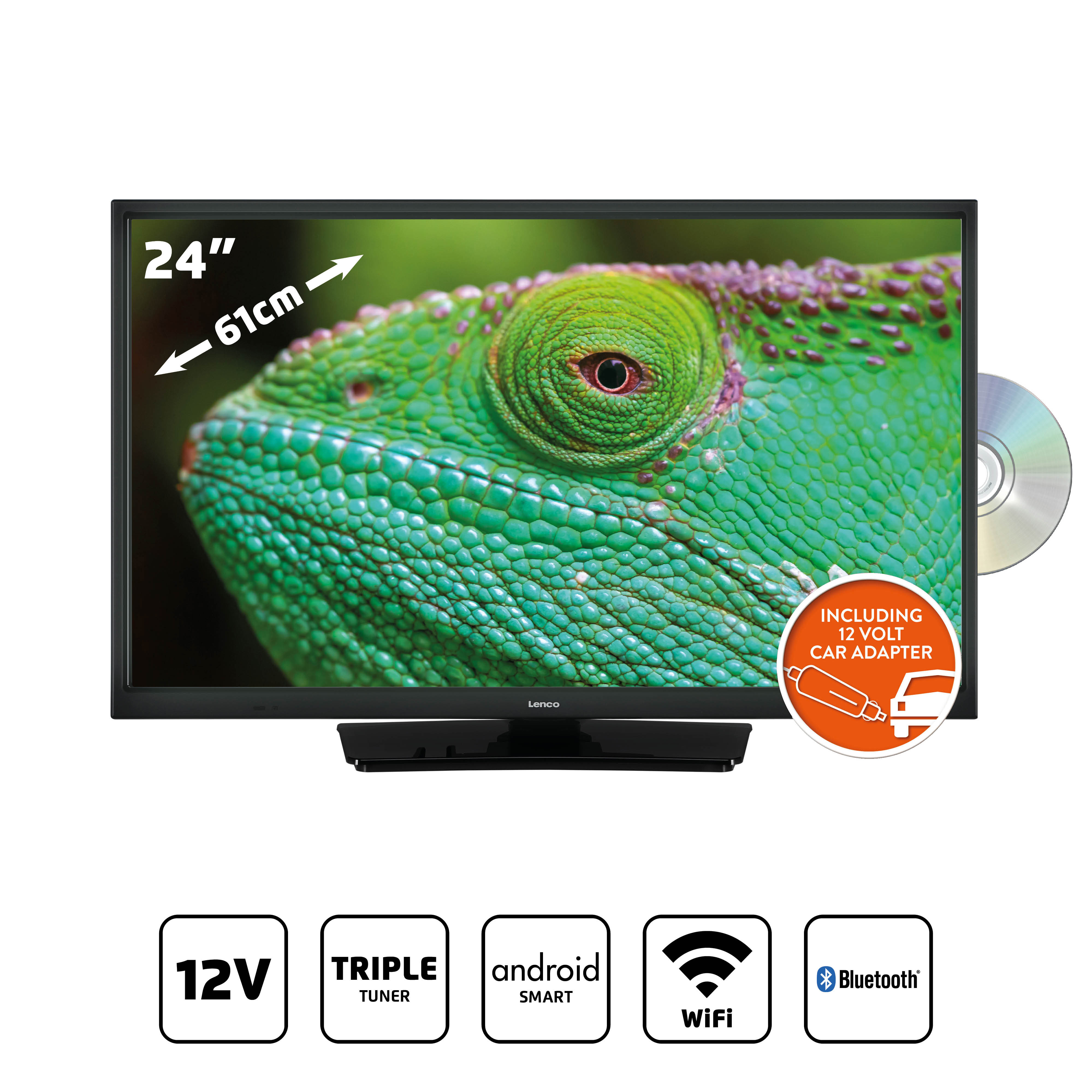 LENCO LED-2463BK - Fernseher mit LED 61 / TV Android) HD, (Flat, 24 - Bluetooth cm, Zoll