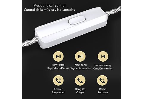 Auriculares de botón  - Híbridos in-ear KZ DQ6 alta fidelidad. 3 controladores dinámicos. Cable con micro, conexión jack 3,5 DAM ELECTRONICS, Intraurales, Plata