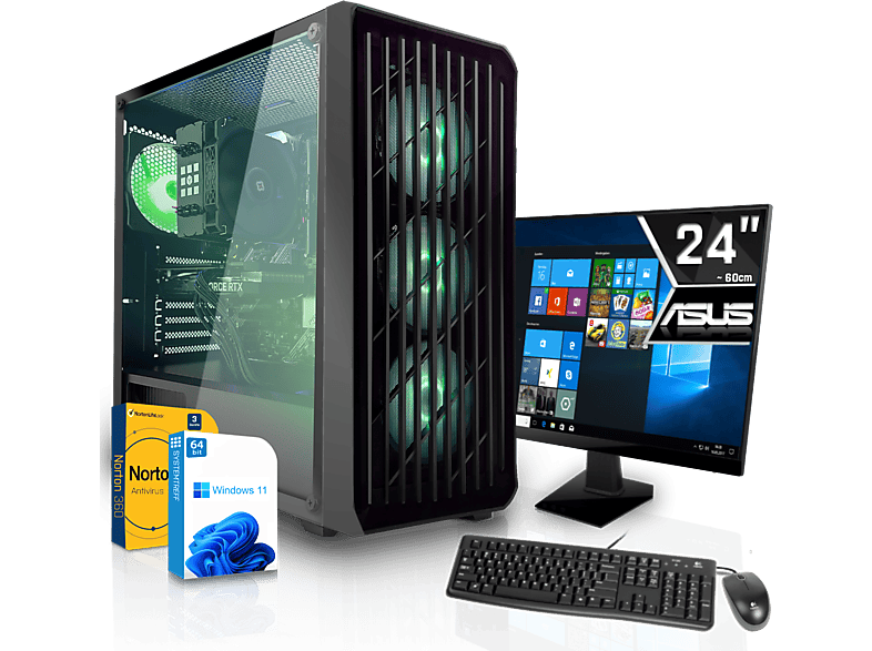 SYSTEMTREFF Gaming Komplett AMD Ryzen 5 5600, Komplett PC mit 5600 Prozessor, 16 GB RAM, 512 GB mSSD, Nvidia RTX 3050 8GB, 8 GB