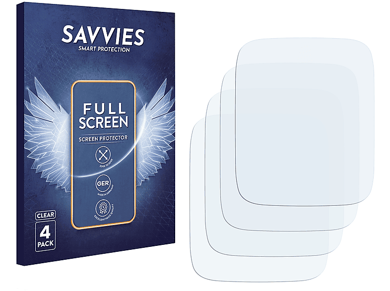 SAVVIES 4x Flex Full-Cover 3D Curved Schutzfolie(für Tisoutec Smartwatch 1.7\