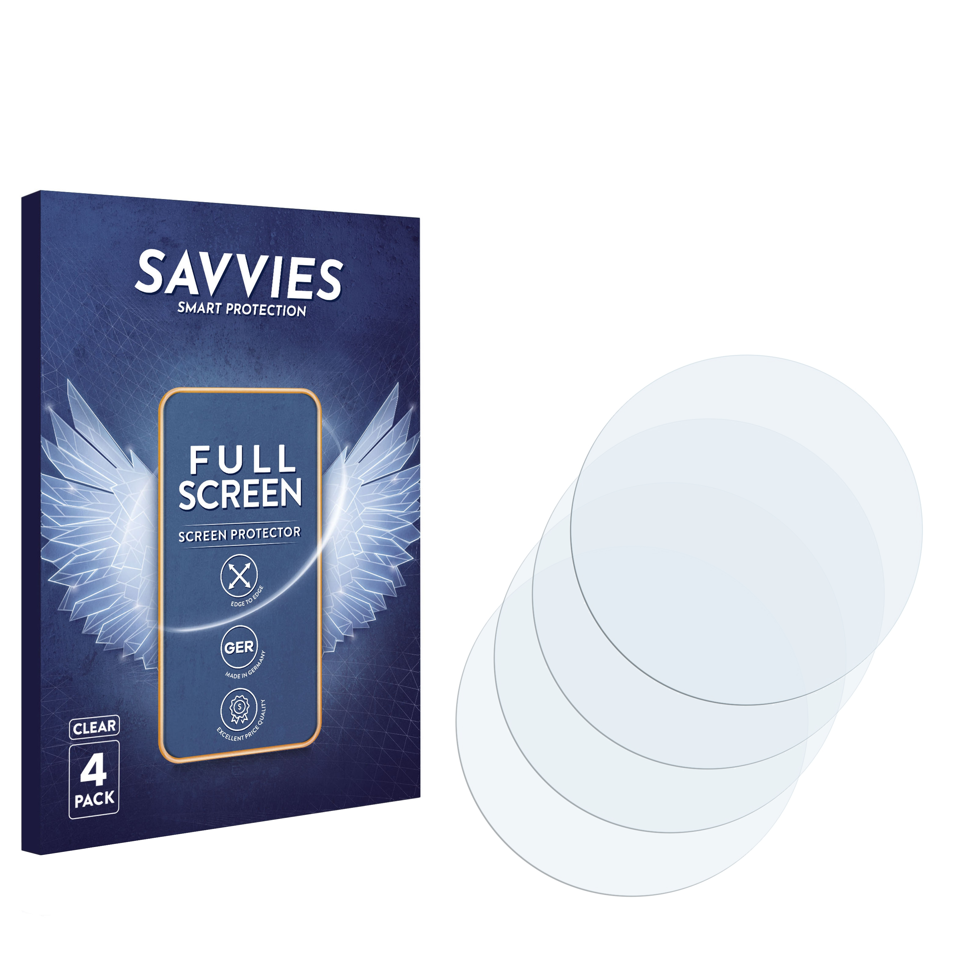 Curved Schutzfolie(für 4x (ø: SAVVIES Full-Cover 3D Universal Kreisrunde Displays mm)) Flex 37