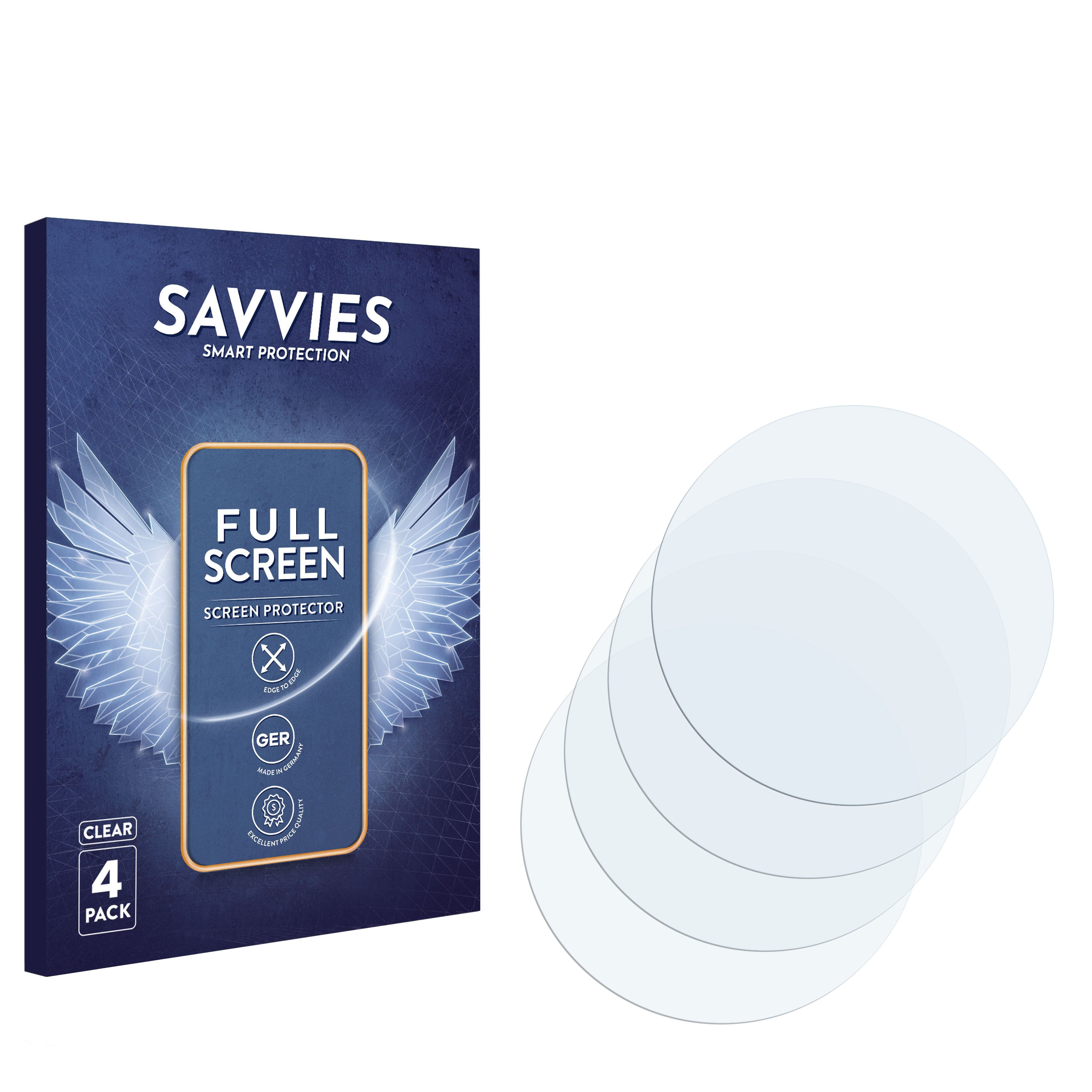 SAVVIES 4x Flex Full-Cover 3D Schutzfolie(für Displays Kreisrunde mm)) Curved (ø: 32 Universal