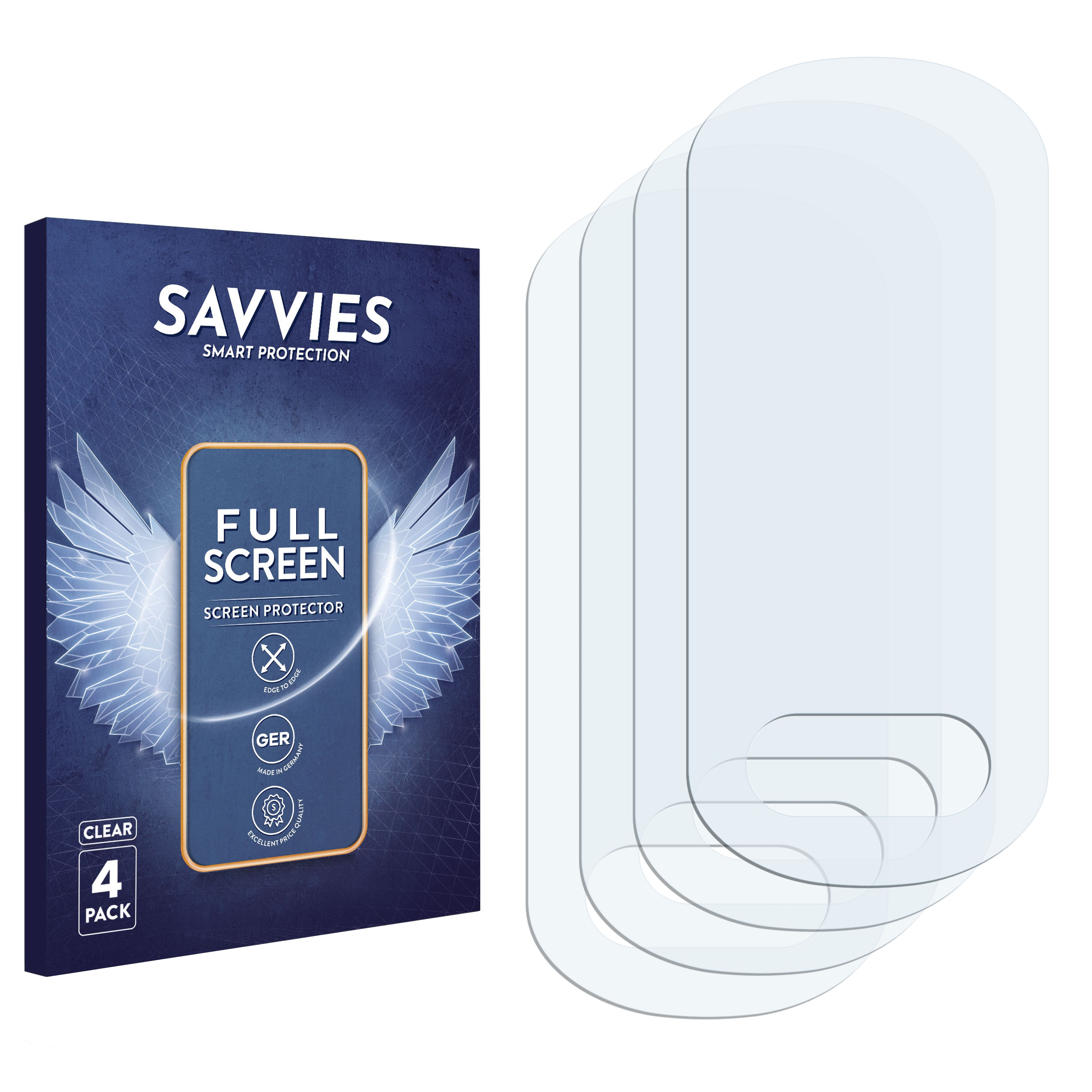 SAVVIES 4x Flex Full-Cover 3D Curved 5) Vivosmart Schutzfolie(für Garmin