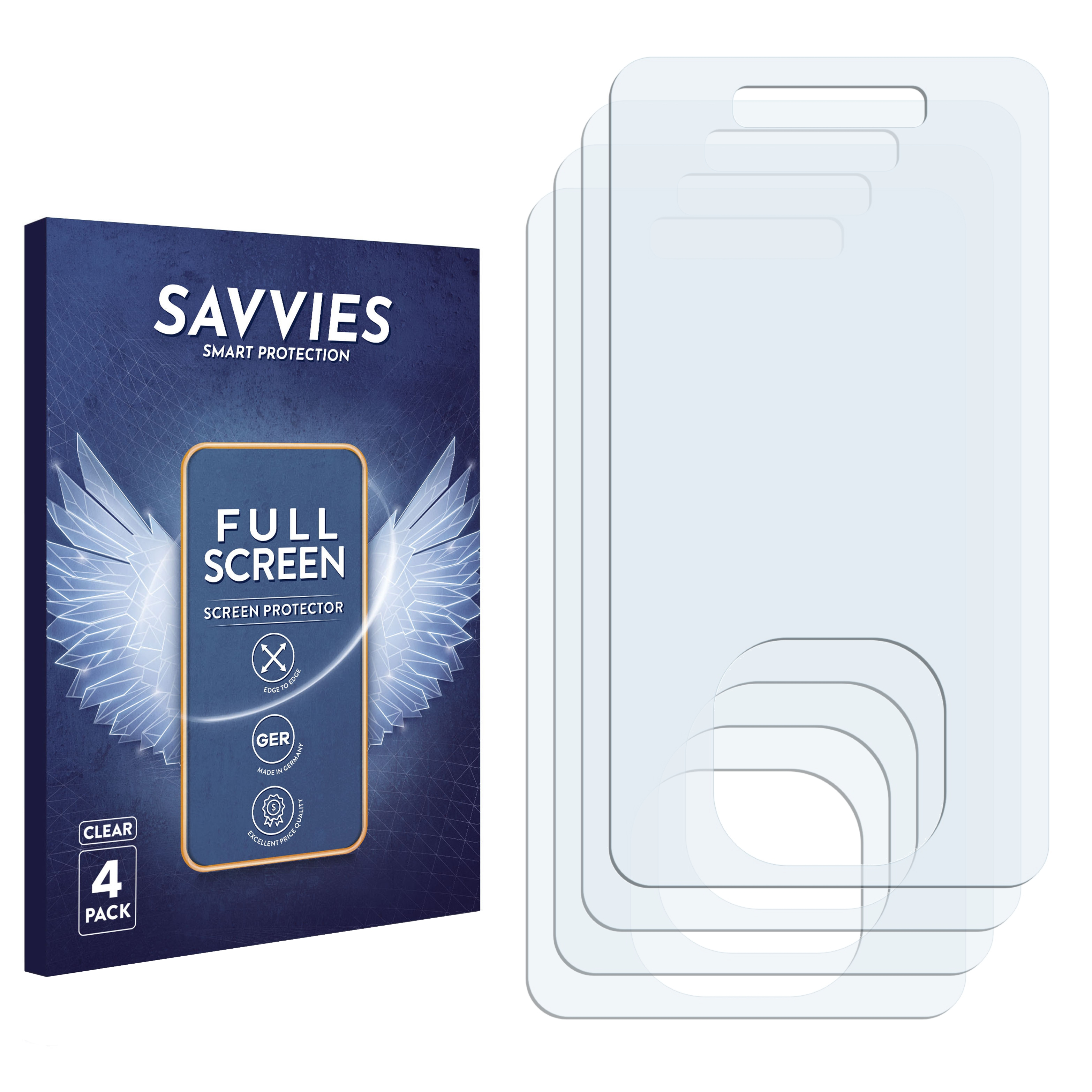 SAVVIES 4x Flex Full-Cover 3D CGM) Schutzfolie(für Dexcom G7 Curved
