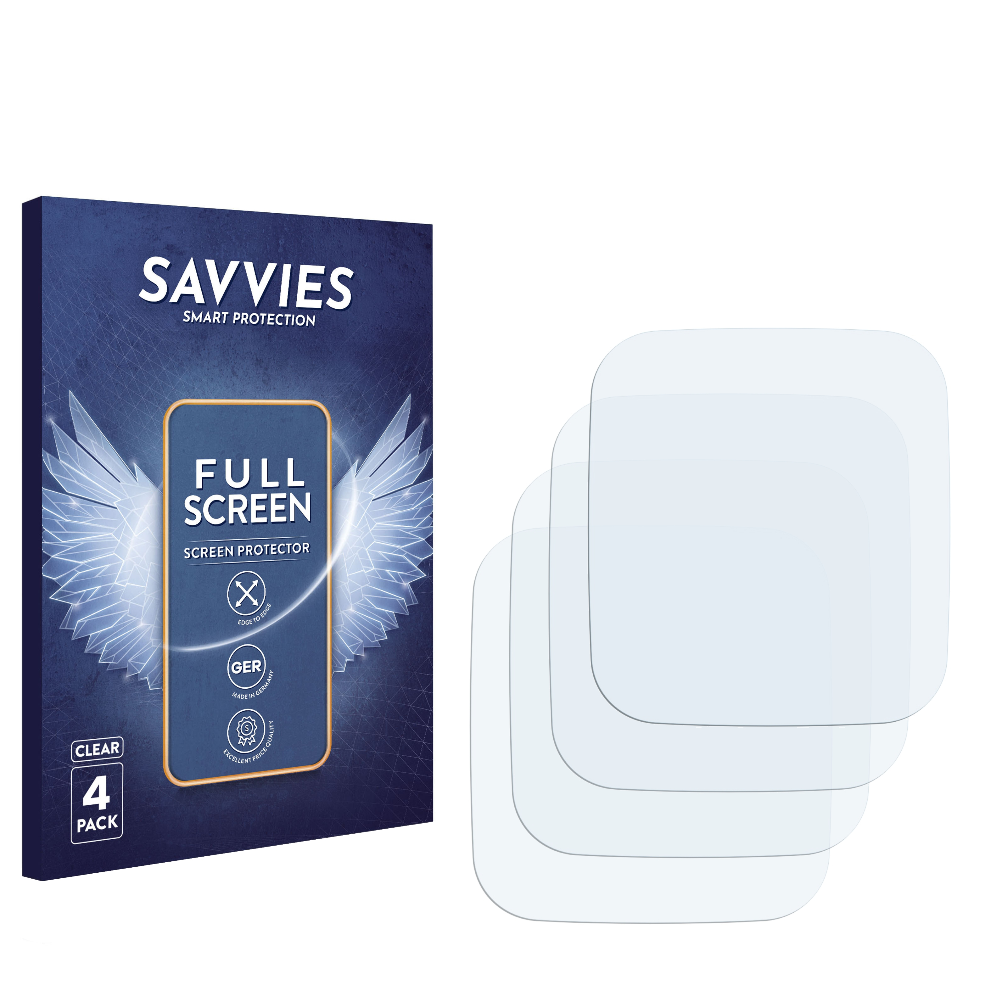 SAVVIES 3D Flex Curved Schutzfolie(für Music) 4x Sq Full-Cover Venu Garmin