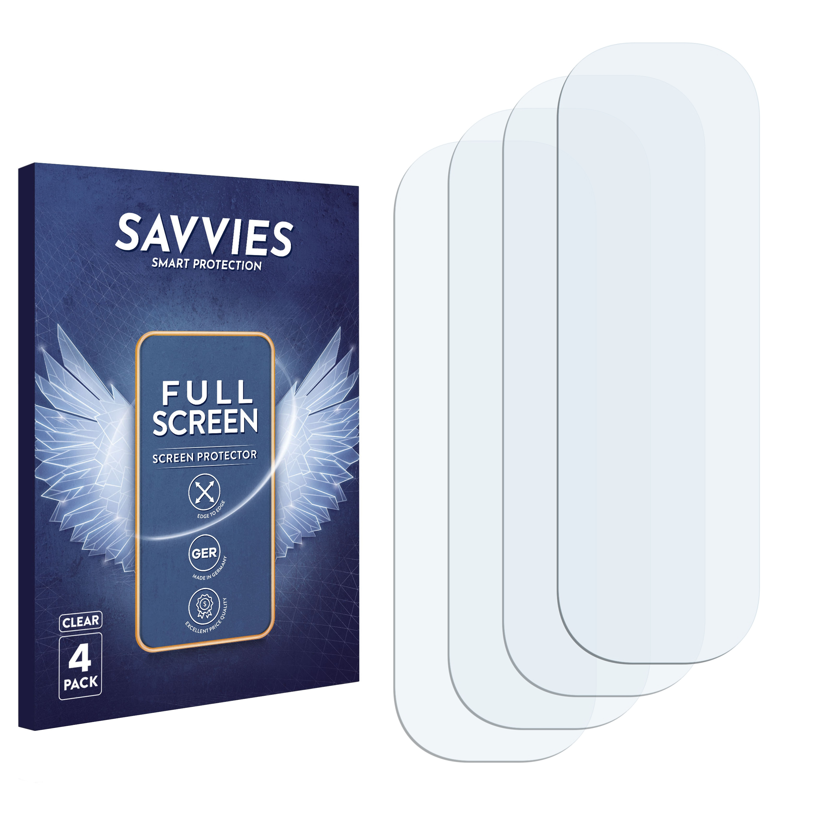 SAVVIES 4x Flex Full-Cover 3D Vivosmart 4) Curved Schutzfolie(für Garmin