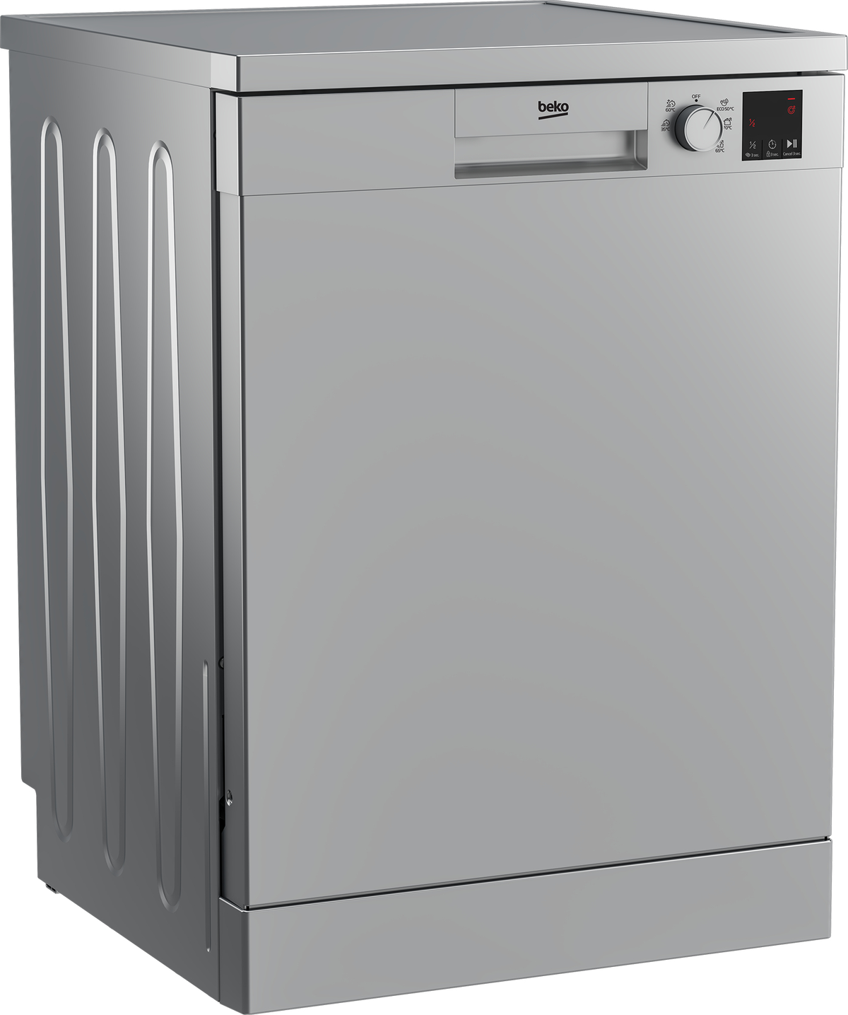 Lavastoviglie Libera installazione BEKO DVN05320S, Programmi 5, Dimensioni: L 59,8 cm, A 85 cm, P 60 cm, Rumorosità 49 dB(A), Consumo di acqua 12,9 l, Argento, Classe E