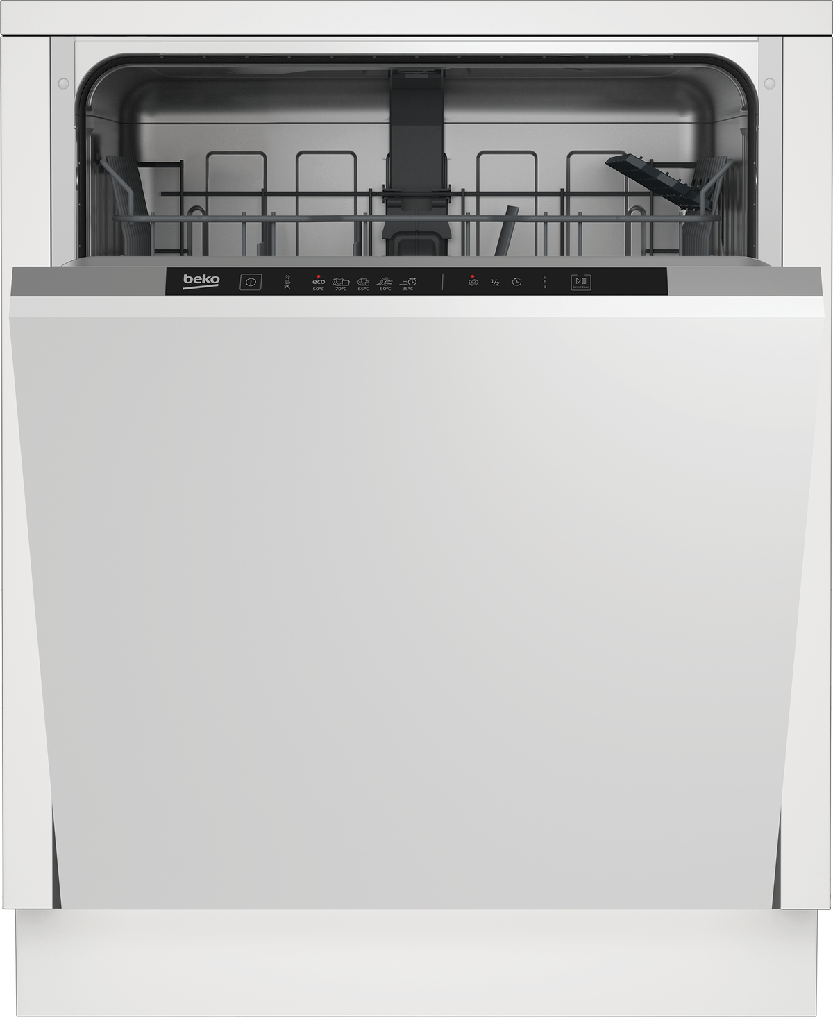 Lavastoviglie Incasso A scomparsa totale BEKO DIN35321, Programmi 5, Dimensioni: L 598 mm, A 818 mm, P 550 mm, Rumorosità 49 dB(A), Consumo di acqua 12,9 l, Bianco, Classe A