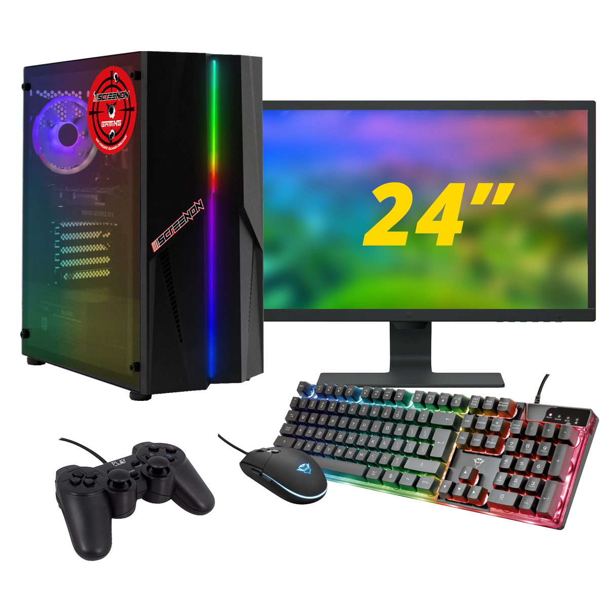 SCREENON Gamer Set - 1650, 5 GB 4500 Komplett 8 Geforce RAM, Komplett PC Ryzen GB Gaming mit GTX SSD, 4 GB Prozessor, 240 Gaming F5104024, Nvidia PC 