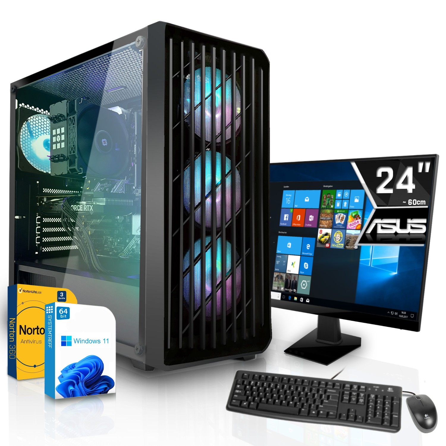 SYSTEMTREFF Gaming Komplett Intel 6600 RX mit 8GB 8 AMD Prozessor, 16 GB 512 Radeon RAM, PC i5-12400 GB i5-12400, GDDR6, Core mSSD, GB Komplett