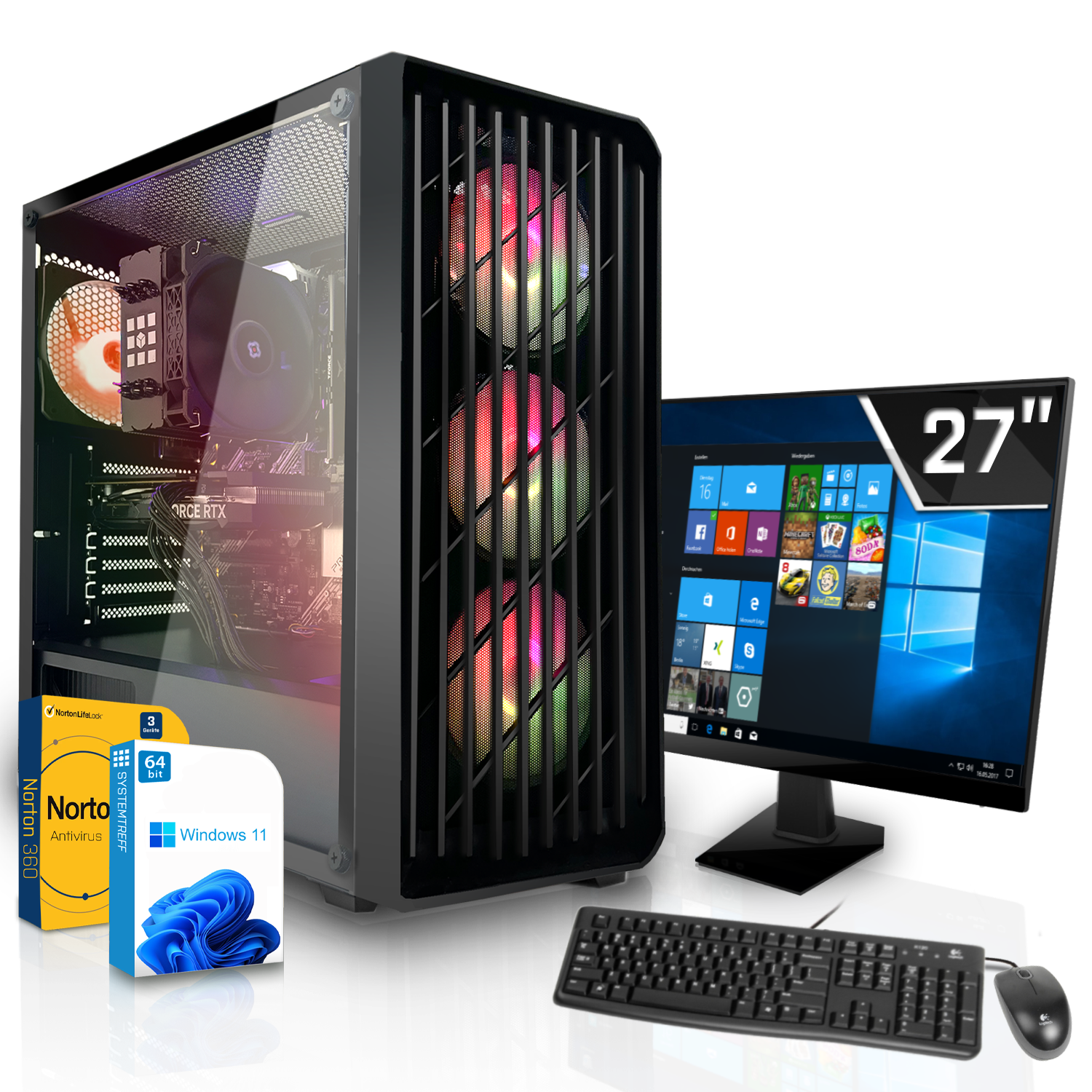 Komplett PC Prozessor, 7600 AMD Radeon RX 1000 mSSD, Komplett GB 8GB 32 mit 8 SYSTEMTREFF Ryzen Gaming GB 5800X3D RAM, GDDR6, 5800X3D, 7 GB AMD