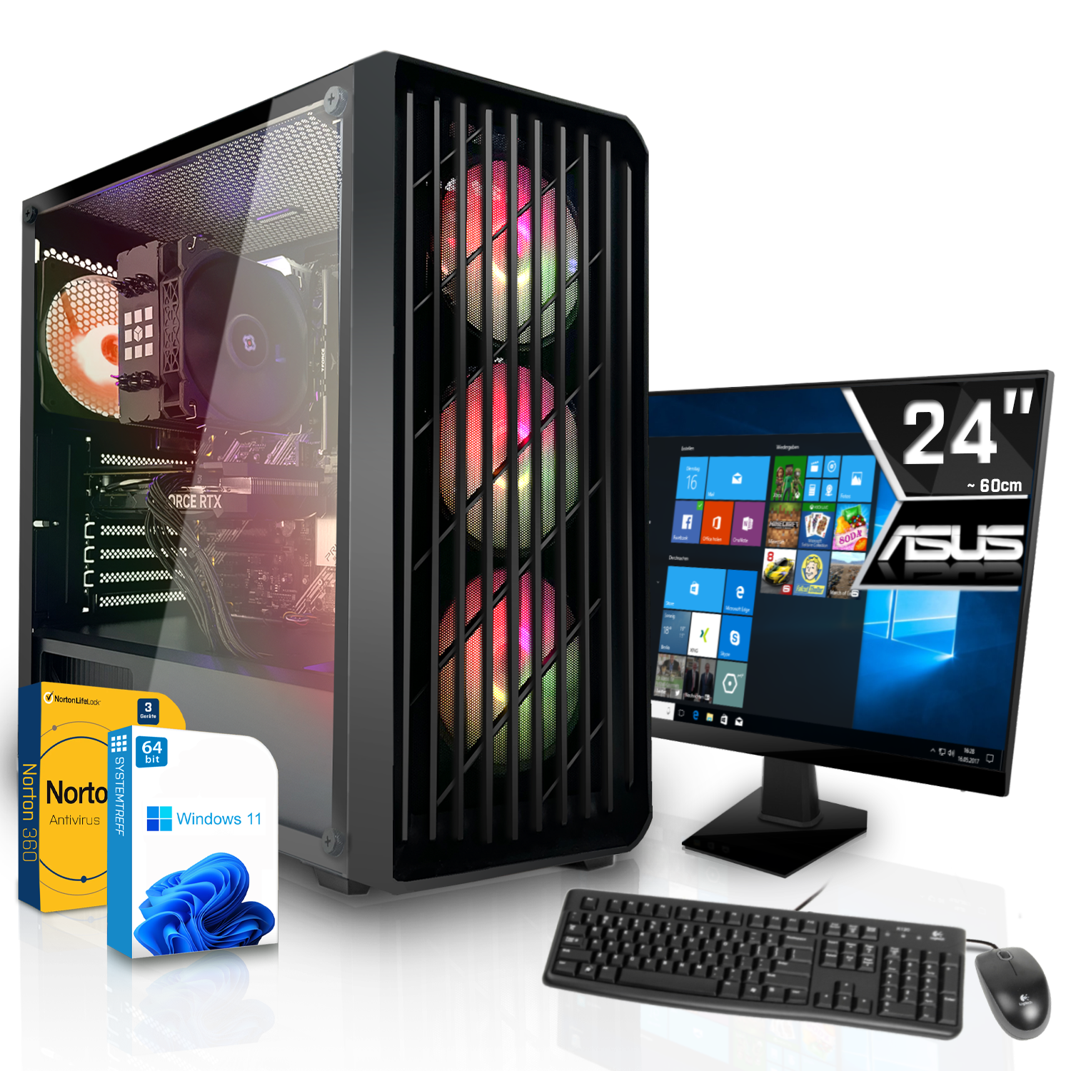 SYSTEMTREFF Gaming Komplett Intel Core 8GB PC RTX RAM, GB GB i7-12700F GB Nvidia 8 3060 1000 mit Prozessor, GDDR6, i7-12700F, 16 mSSD, GeForce Komplett