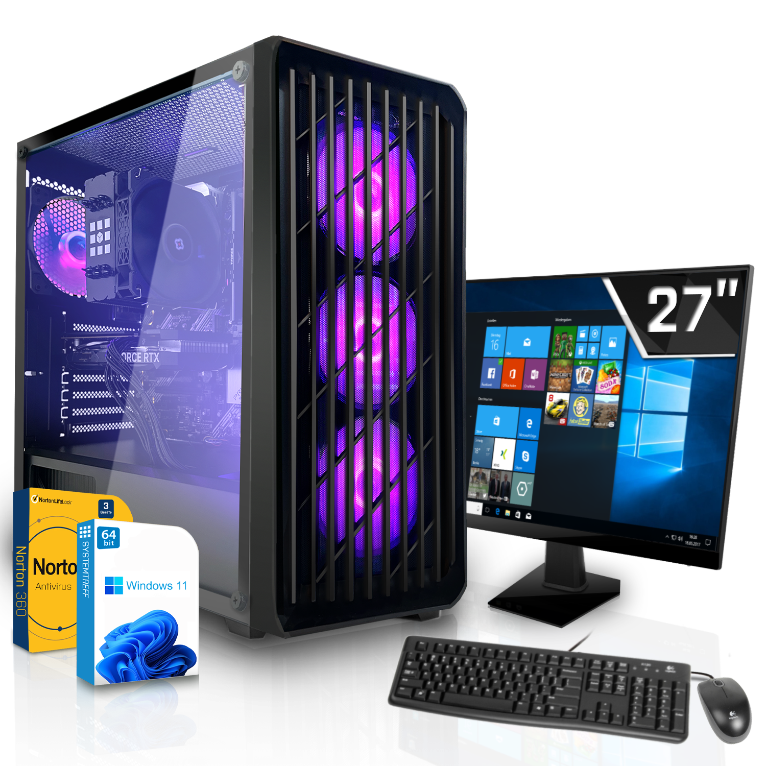 SYSTEMTREFF Gaming Komplett AMD PC 5700X GeForce mSSD, GB 32 12 Nvidia RTX GB 5700X, RAM, GB Komplett Prozessor, 12GB GDDR6, 7 Ryzen 3060 1000 mit
