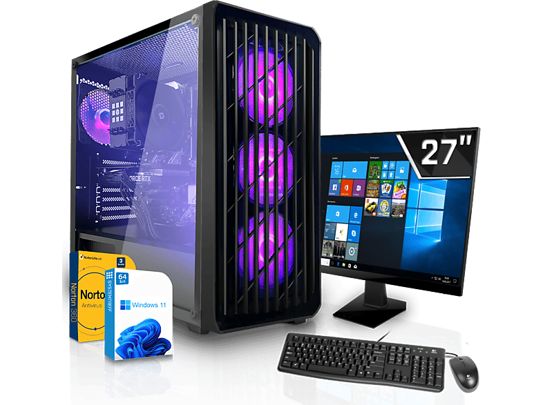 SYSTEMTREFF Gaming Komplett Intel Core i7-12700K, Komplett PC mit i7-12700K Prozessor, 16 GB RAM, 1000 GB mSSD, AMD Radeon RX 7600 8GB GDDR6, 8 GB
