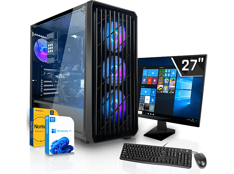 SYSTEMTREFF Gaming Komplett Intel Core i7-12700K, Komplett PC mit i7-12700K Prozessor, 16 GB RAM, 1000 GB mSSD, Nvidia GeForce RTX 3060 12GB GDDR6, 12 GB
