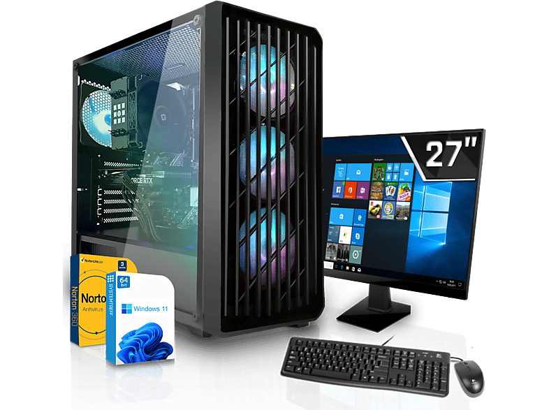 SYSTEMTREFF Gaming Komplett AMD Ryzen 5 5600X, Komplett PC mit 5600X Prozessor, 16 GB RAM, 1000 GB mSSD, AMD Radeon RX 6650 XT 8GB GDDR6, 8 GB