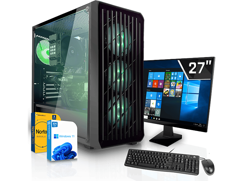 SYSTEMTREFF Gaming Komplett Intel Core i7-10700KF, Komplett PC mit i7-10700KF Prozessor, 32 GB RAM, 1000 GB mSSD, Nvidia GeForce RTX 3060 12GB GDDR6, 12 GB