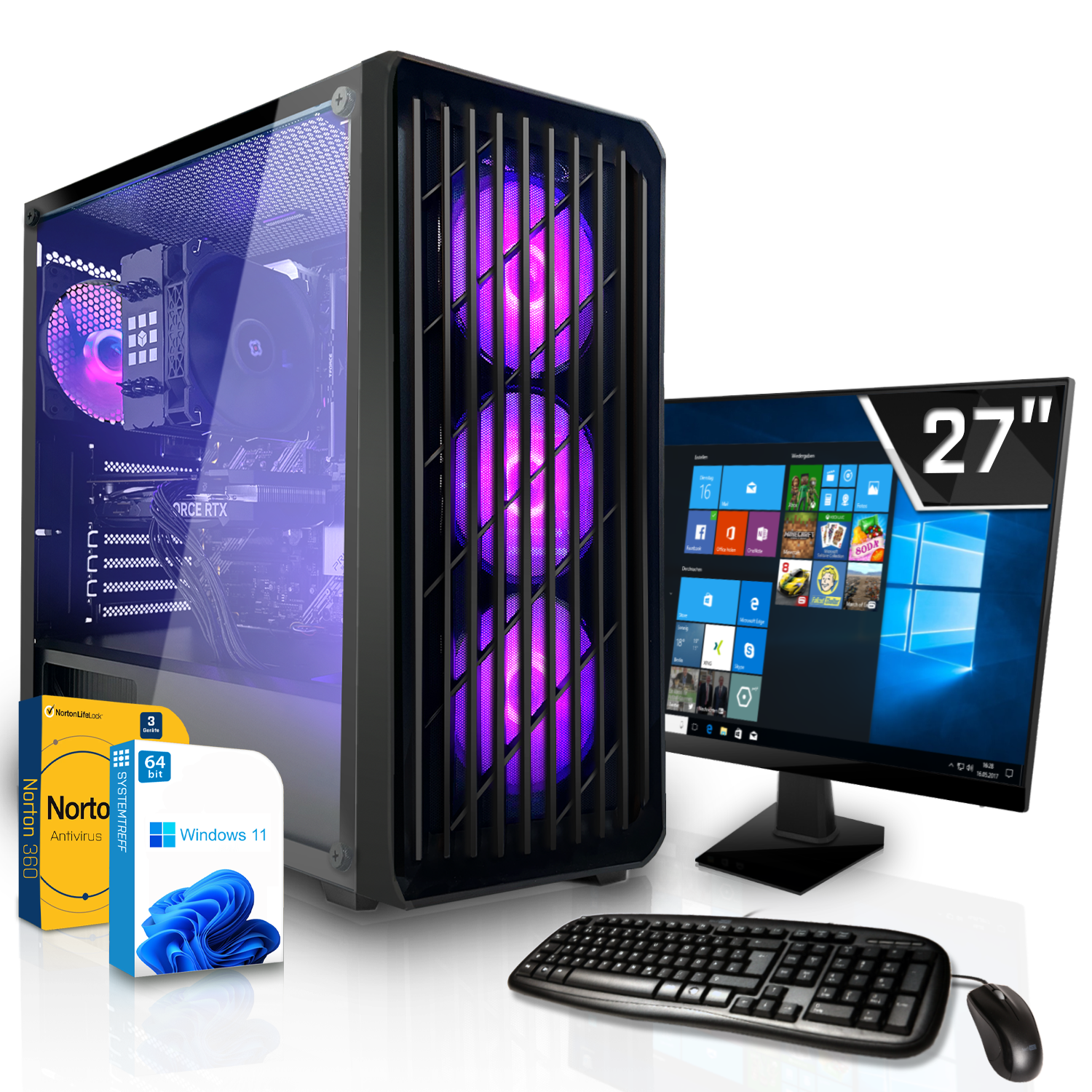 SYSTEMTREFF Gaming 512 8GB, RAM, i7-11700, GB RTX 3050 Prozessor, Intel GB Komplett Nvidia mit 8 16 PC mSSD, Core Komplett i7-11700 GB