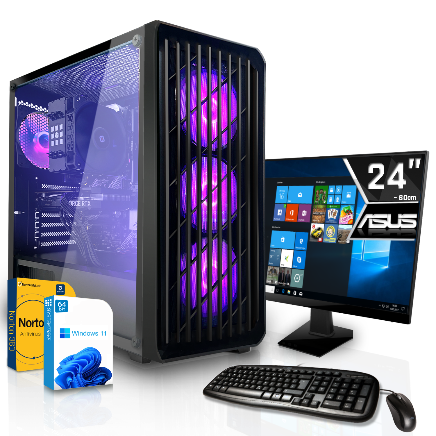 SYSTEMTREFF Gaming Komplett AMD Komplett PC AMD 4100, 4100 RAM, RX 16 8 Radeon GB 512 mit mSSD, Prozessor, 8GB GDDR6, 6600 3 GB Ryzen GB