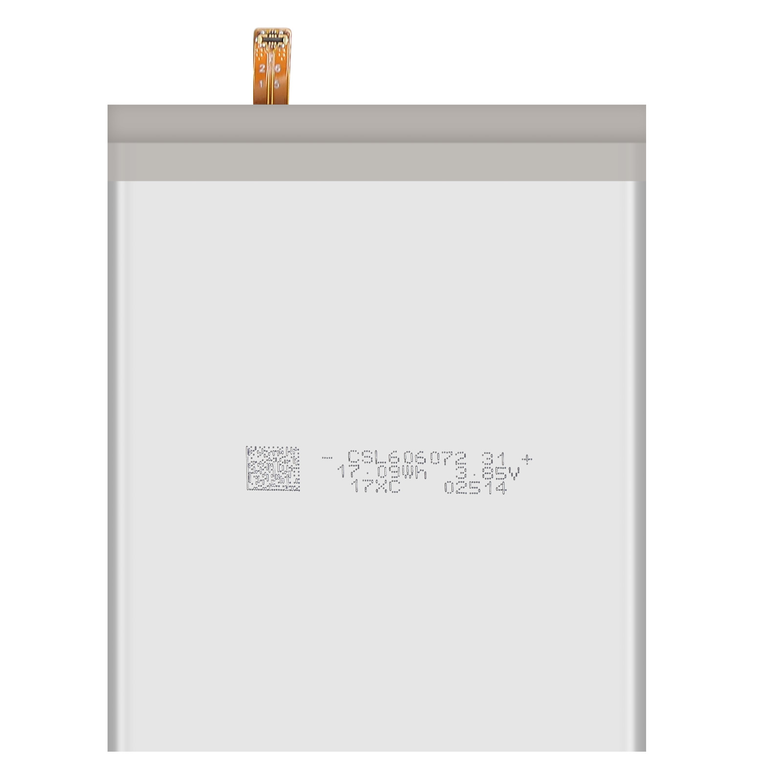 Un bloc-batterie rectangulaire avec du texte au milieu. Un petit connecteur est en haut.