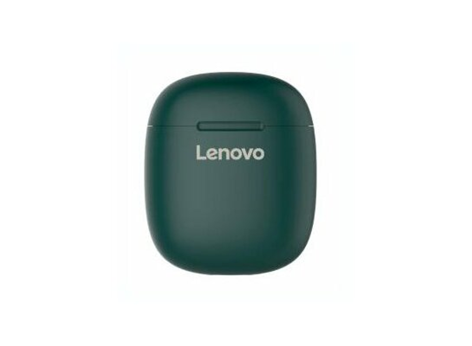Custodia per auricolari Lenovo verde scuro, con 'Lenovo' in lettere bianche.