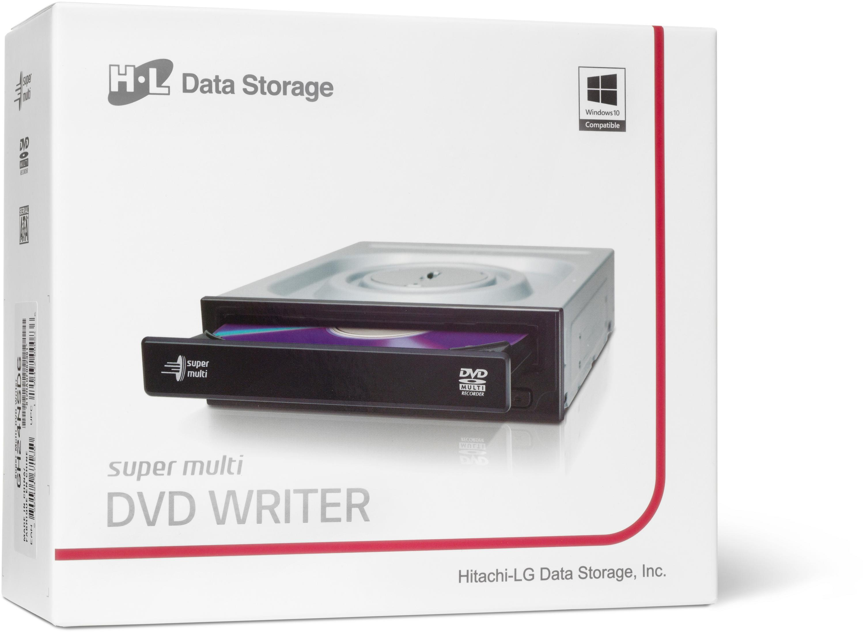 Ein DVD-Writer in seiner Box, das Laufwerksschubfach ist teilweise geöffnet.