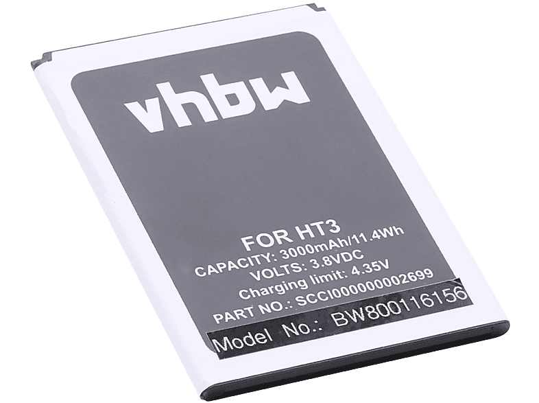 VHBW kompatibel mit HomTom HT3, Akku Li-Ion - HT3 Handy, 3000 Pro