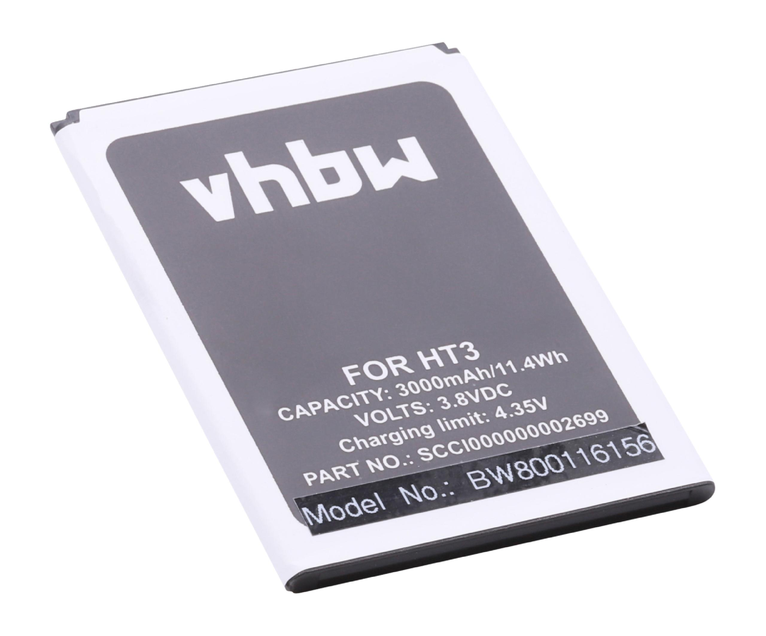 VHBW kompatibel Akku Pro HT3, HT3 HomTom mit 3000 Li-Ion - Handy