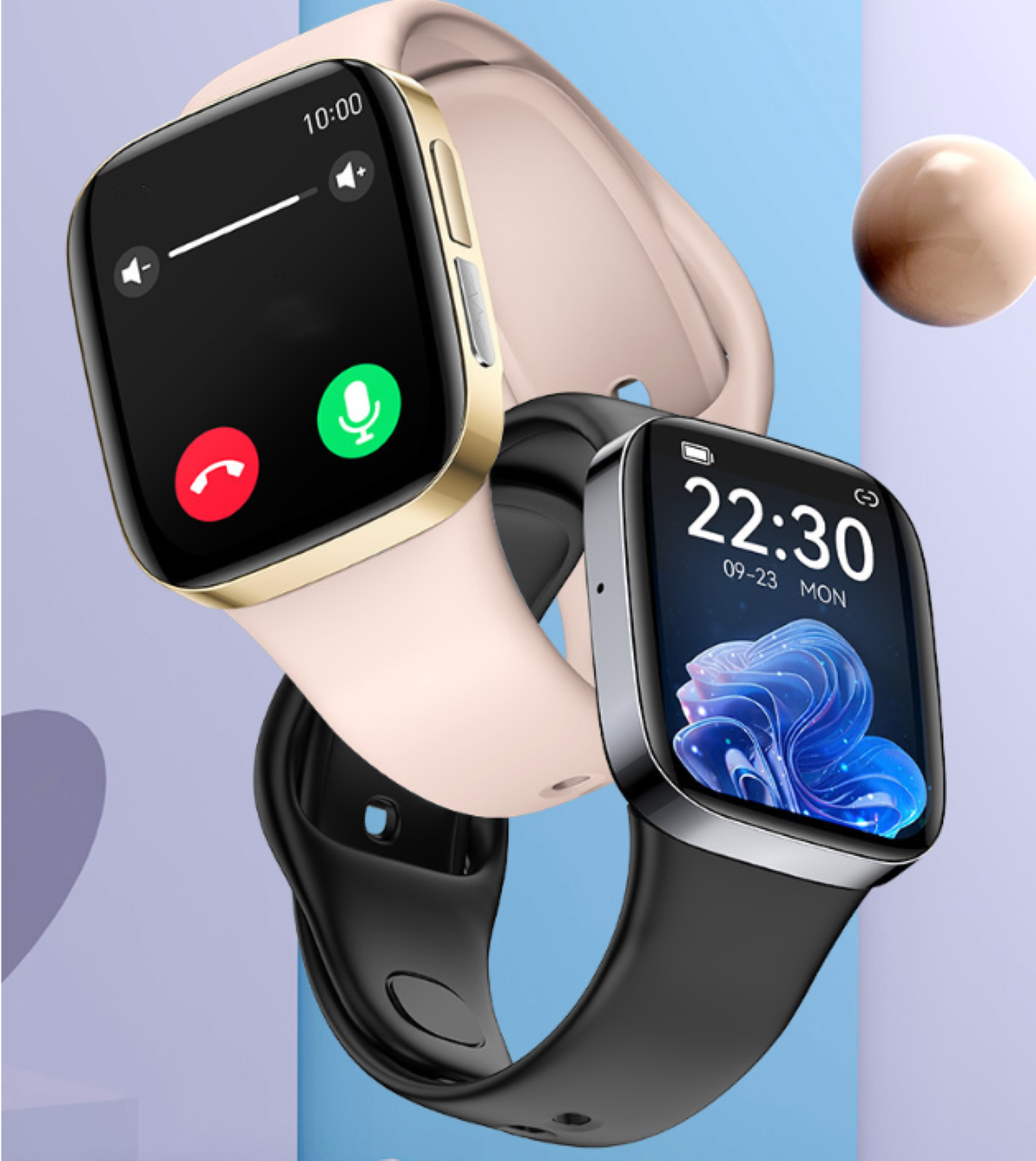 Bluetooth-Anrufe Smartwatch LACAMAX Gold Gesundheitsüberwachung, Smartwatch Pinke 165-225 Silicone, mm, -