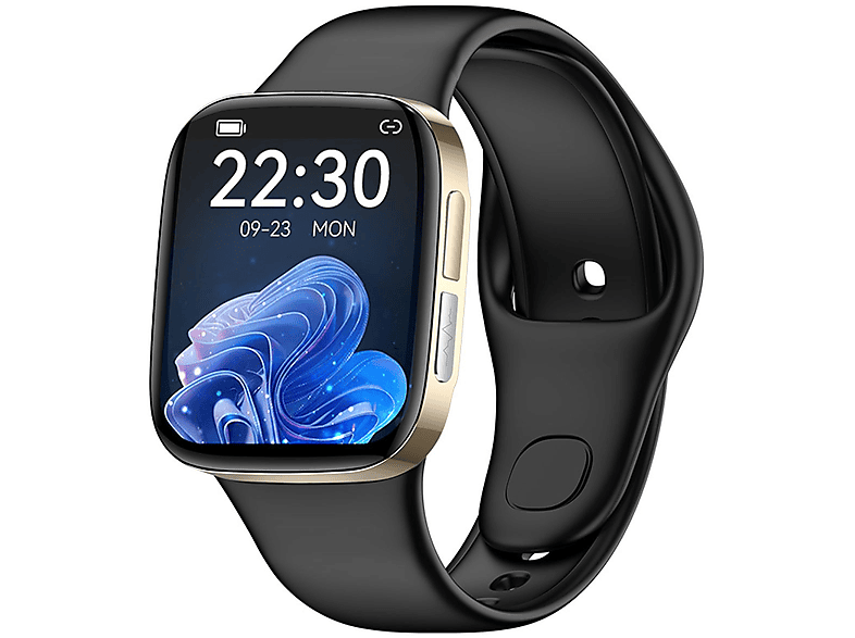 LACAMAX Schwarze Smartwatch - Gesundheitsüberwachung, Bluetooth-Anrufe Smartwatch Silicone, 165-225 mm, Eisenhaltig