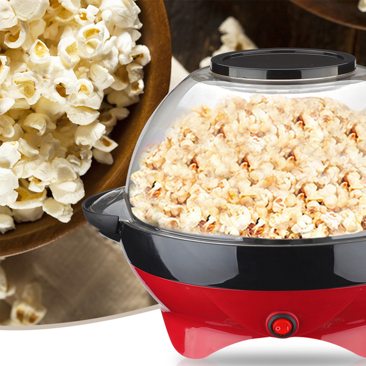 BRIGHTAKE Kinderfreundliche Mini Popcornmaschine Snacks leckere Watt) - Rot,Schwarz und Popcornmaschine (1200 Schnelle