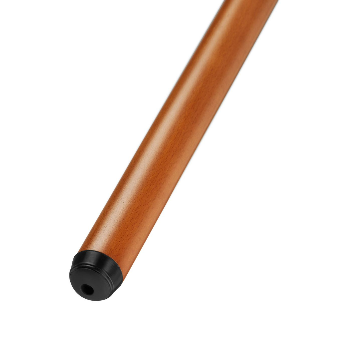 Gamba del tavolo in legno con base in plastica nera. Colore marrone chiaro.