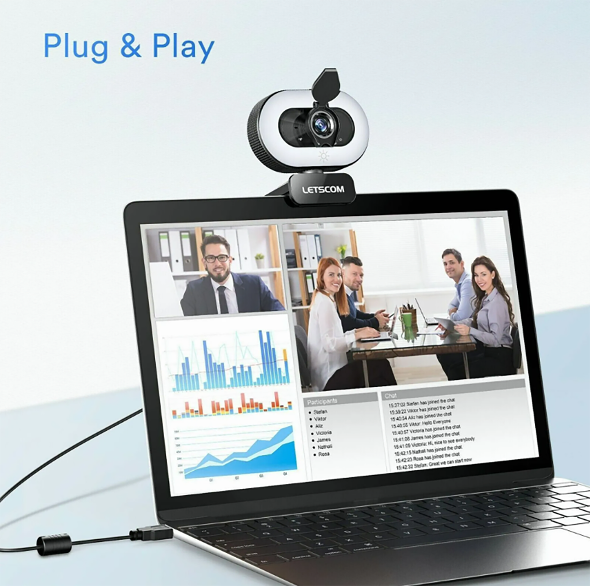 LINGDA Full USB Webcam Webcam Computer HD Schwarz,Full mit Mikro 1080P 360° HD-Webcam T3601 Drehung