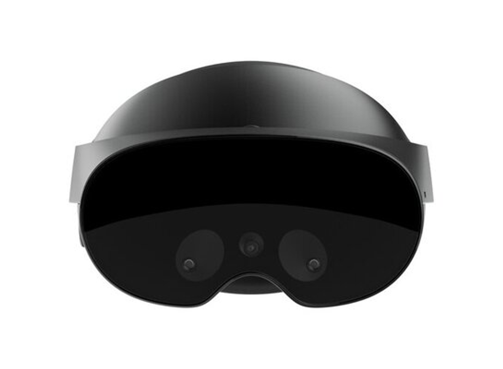 Schwarzes VR-Headset mit zwei Linsen und einem stromlinienförmigen Design.
