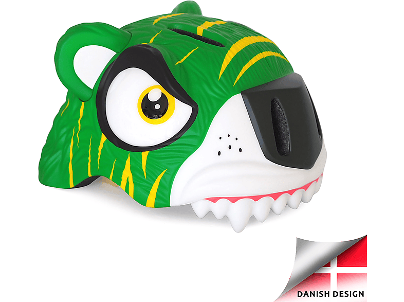 CRAZY SAFETY Fahrradhelm für Geprüft, Kinder EN1078 Safety | | Grüner Green) Tiger Crazy | cm, 49-55cm