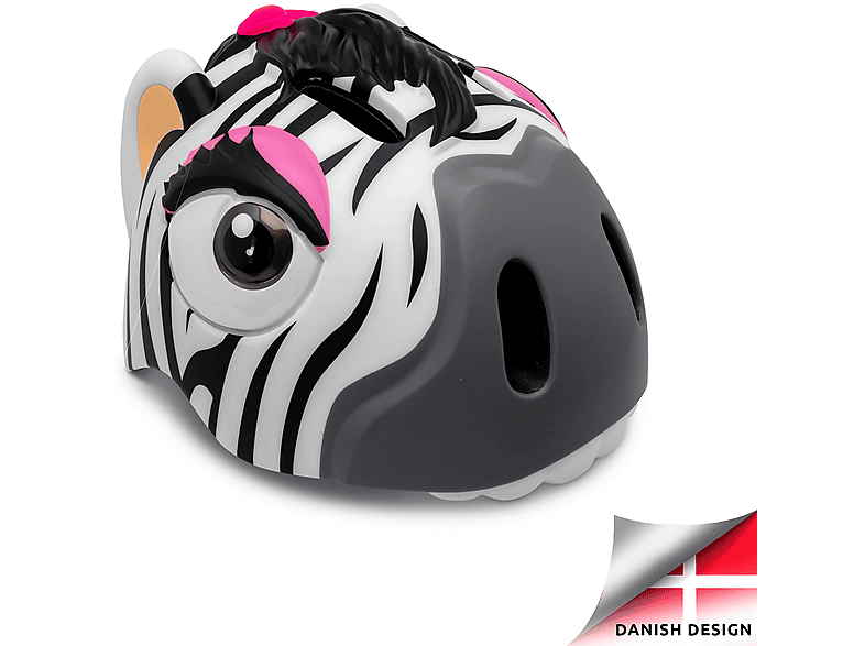 CRAZY SAFETY Fahrradhelm für Kinder | Weißes Zebra | Crazy Safety | EN1078 Geprüft, 49-55cm cm, White)