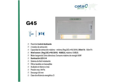Campana Grupo Filtrante - Cata CORONA X 60/B , 60cm, 65 dB, 850 m³