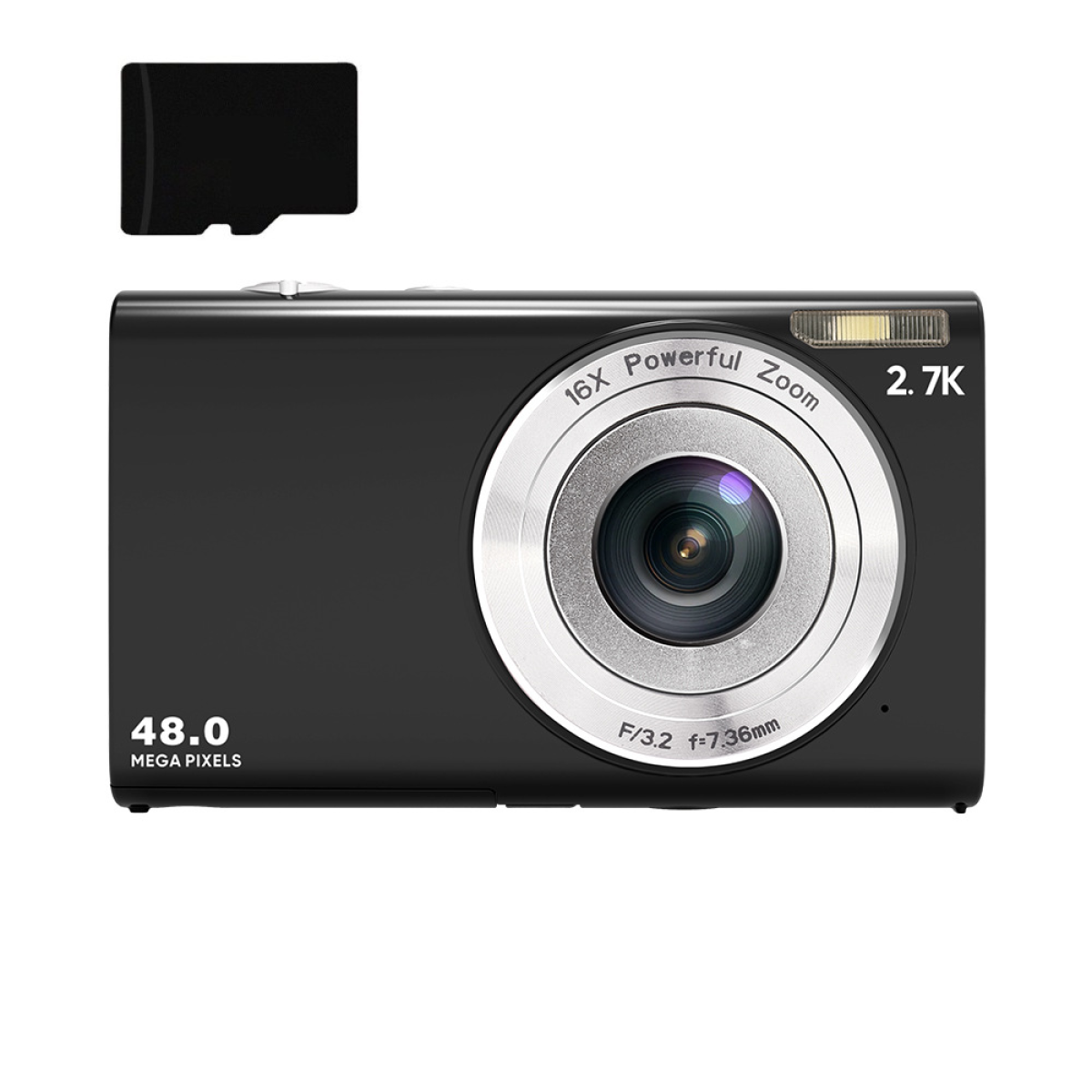 INF Digitalkamera 48 MP, FHD, Digitalzoom Digitalkamera 16-facher 2.7K Schwarz