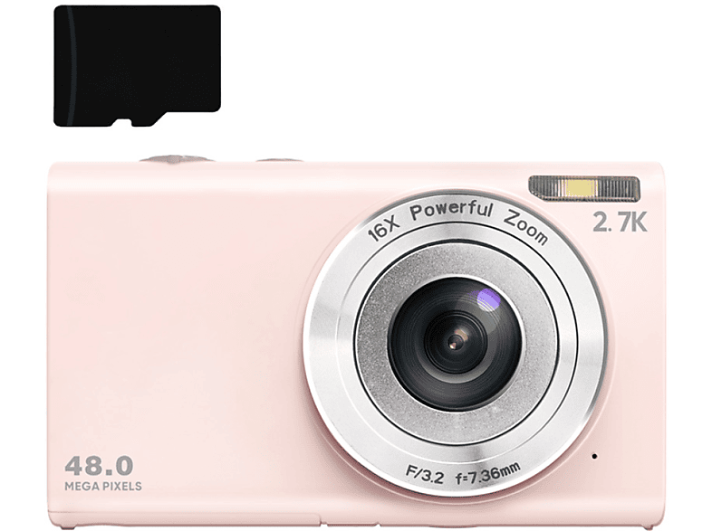 INF Digitalkamera 48 MP, 2.7K FHD, 16-facher Digitalzoom Digitalkamera Rosa-