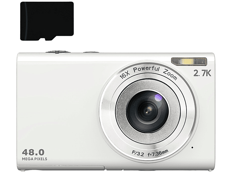INF Digitalkamera 48 MP, 2.7K FHD, 16-facher Digitalzoom Digitalkamera Weiß