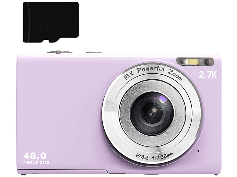 INF Digitalkamera 48 MP, 2.7K FHD, 16-facher Digitalzoom Digitalkamera Helles Lila